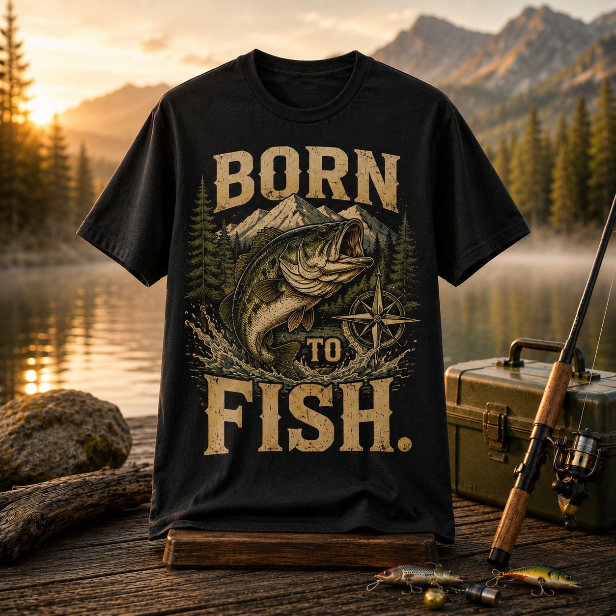 Born To Fish Mountain Bass T-Shirt