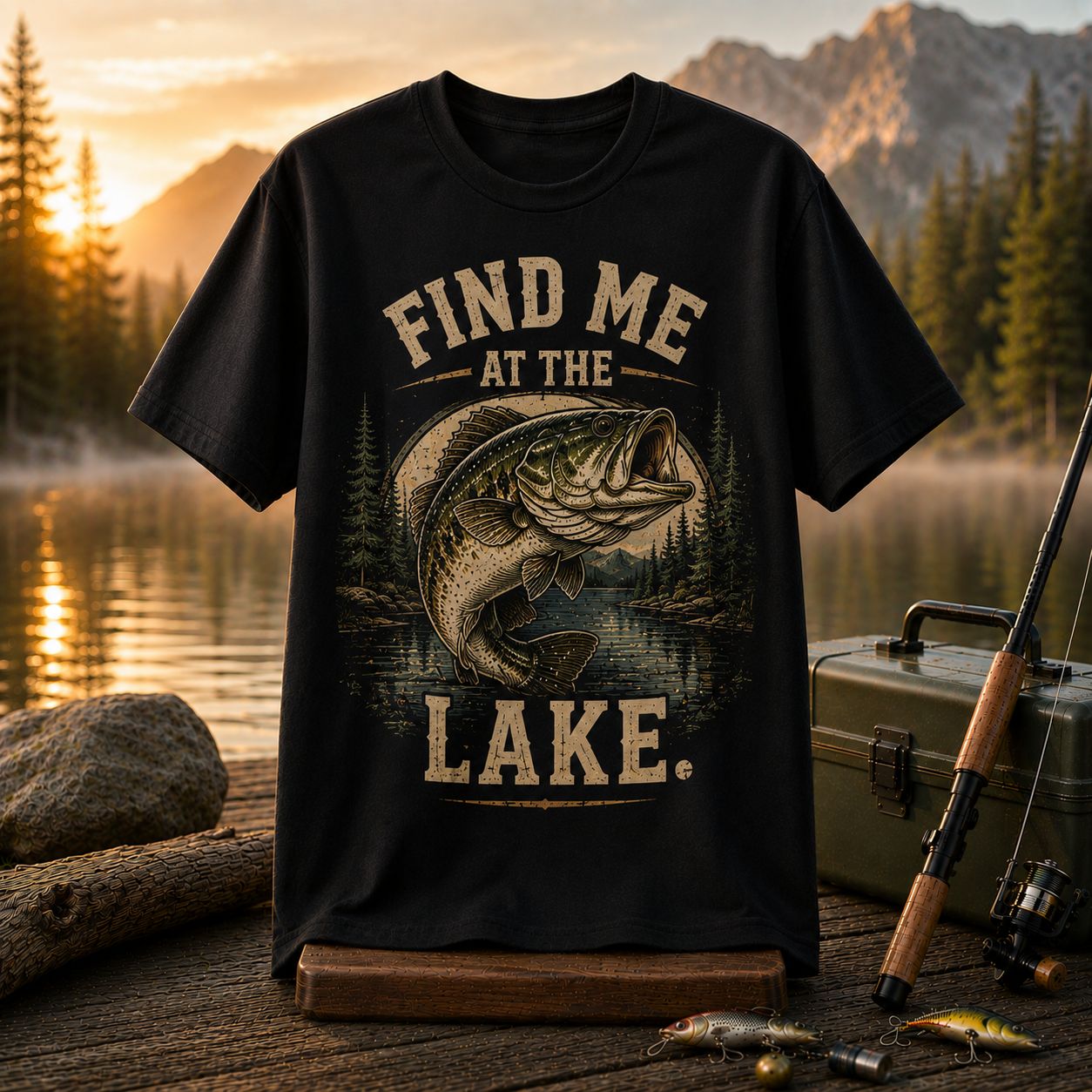 Find Me At The Lake Bass Fishing T-Shirt