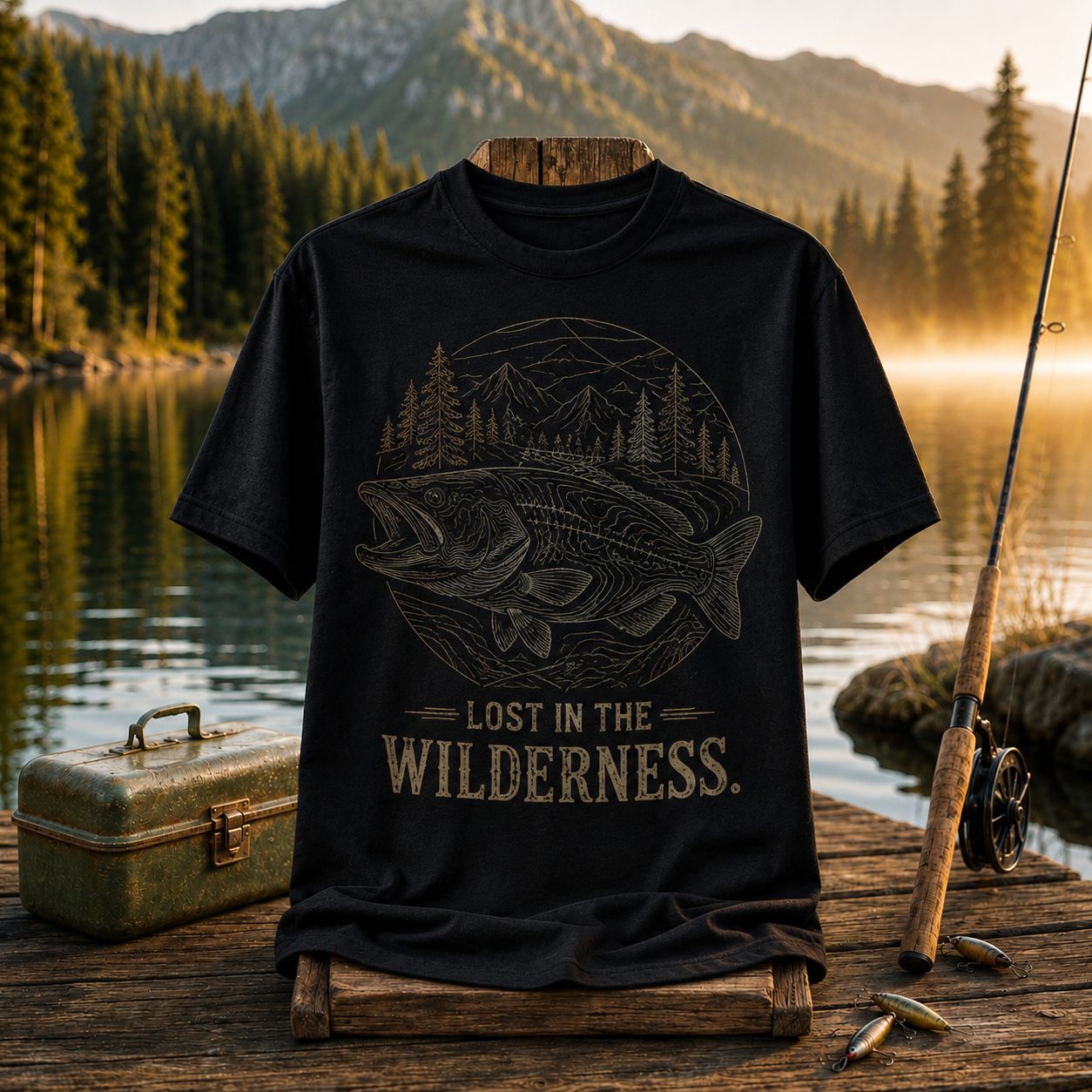 Lost In The Wilderness Fishing T-Shirt