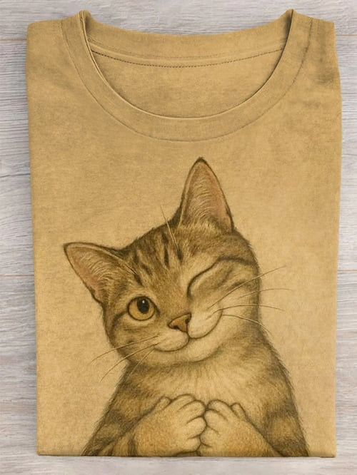 Cute Animal Cat Pattern T-Shirt Funny Kitten Outfit Gift Idea For Cat Owner - Flickden