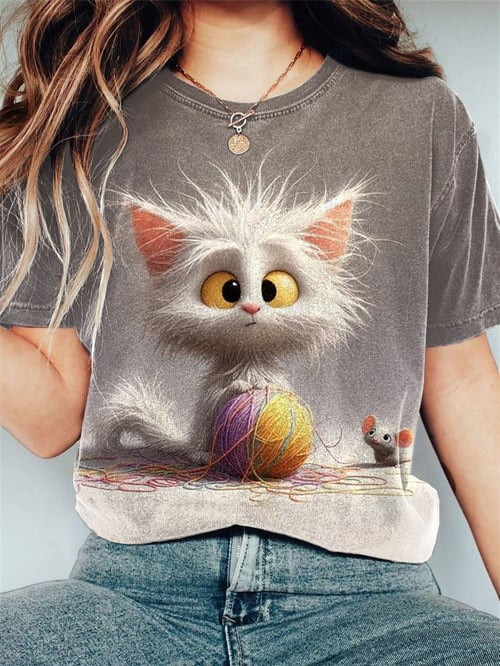 Cute Cat T-Shirt Cute Fluffy White Kitten Apparel Gifts For Cat Owners - Flickden