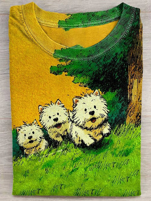 Westie Puppy Art T-Shirt Animal Lovers Shirt Gifts Presents For Dog Owners - Flickden