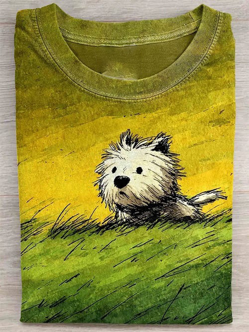 Westie Puppy Art T-Shirt West Highland White Terrier Tee Gifts For Dog Lovers - Flickden
