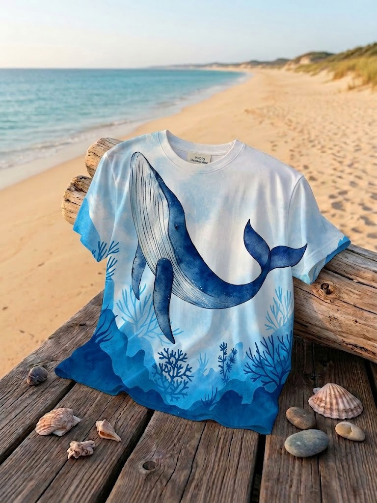 Whale World Ocean Day T-Shirt Ocean Tee Cute Whale Themed Gifts - Flickden