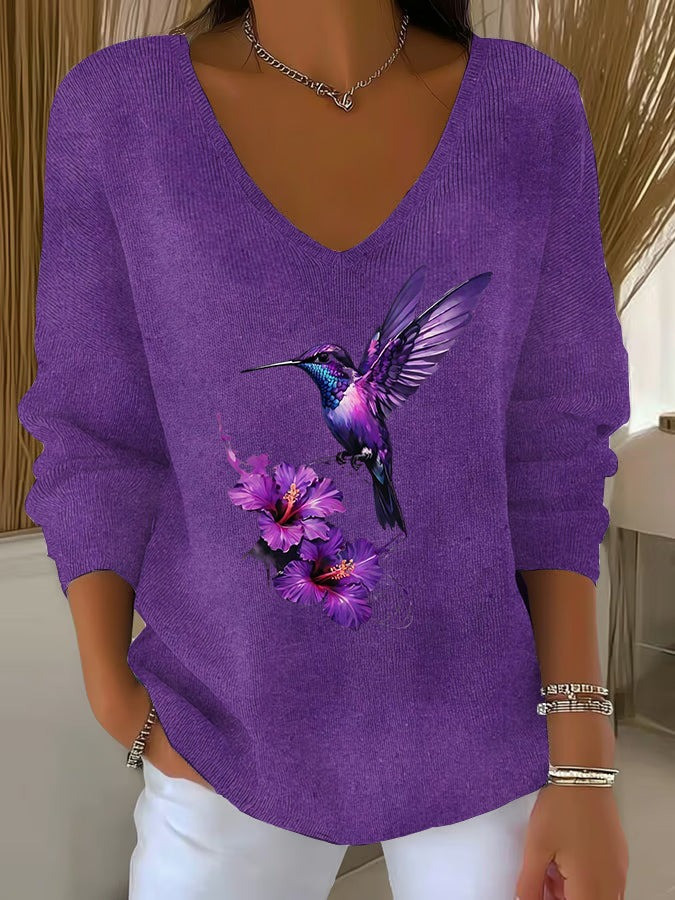Alzheimer's Awareness Merch V-Neck Long Sleeve Shirt Memory Loss Support Outfit - Flickden