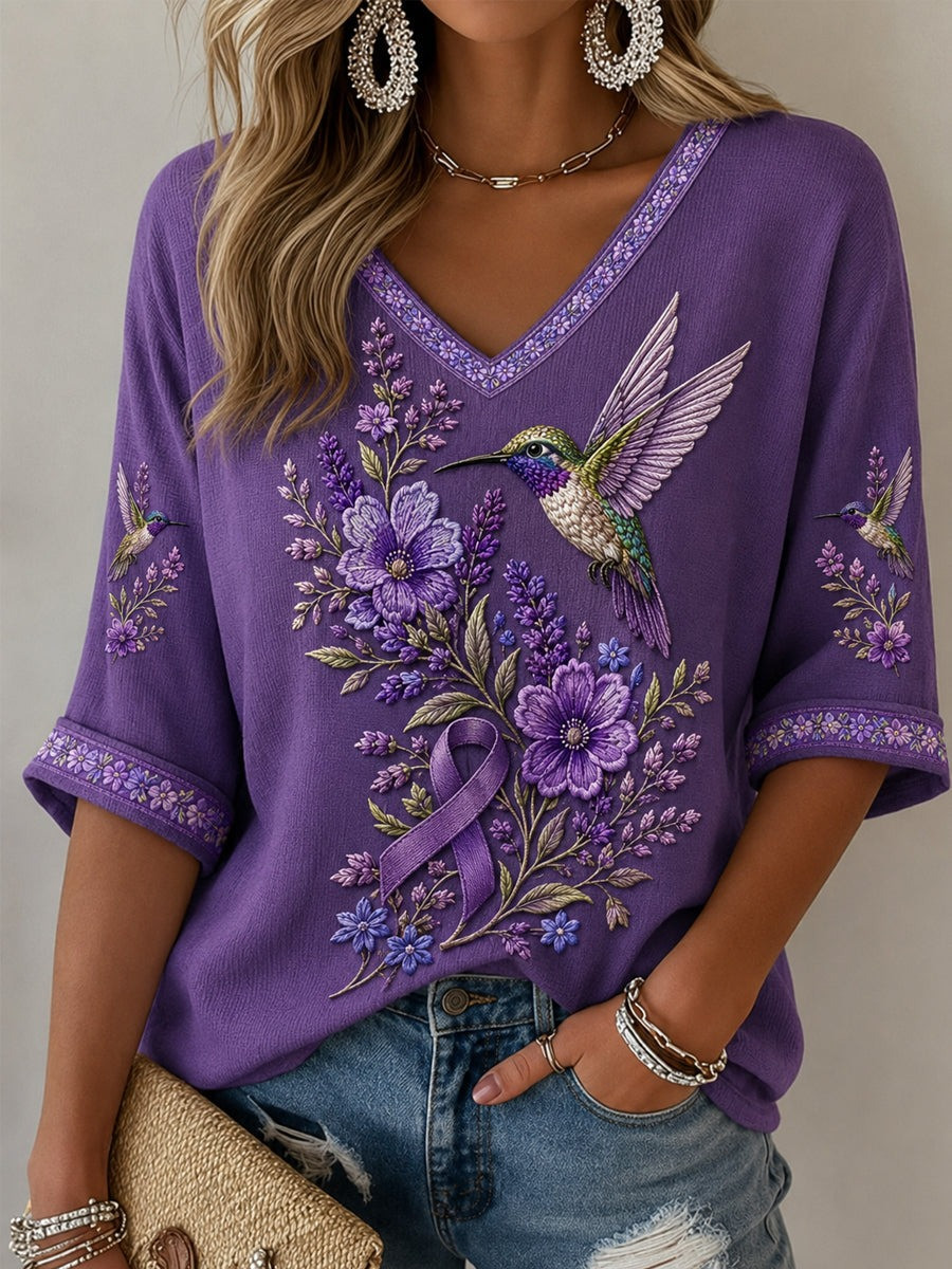 Alzheimer's Awareness Merch V-Neck Raglan Shirt Gift For Bestie - Flickden