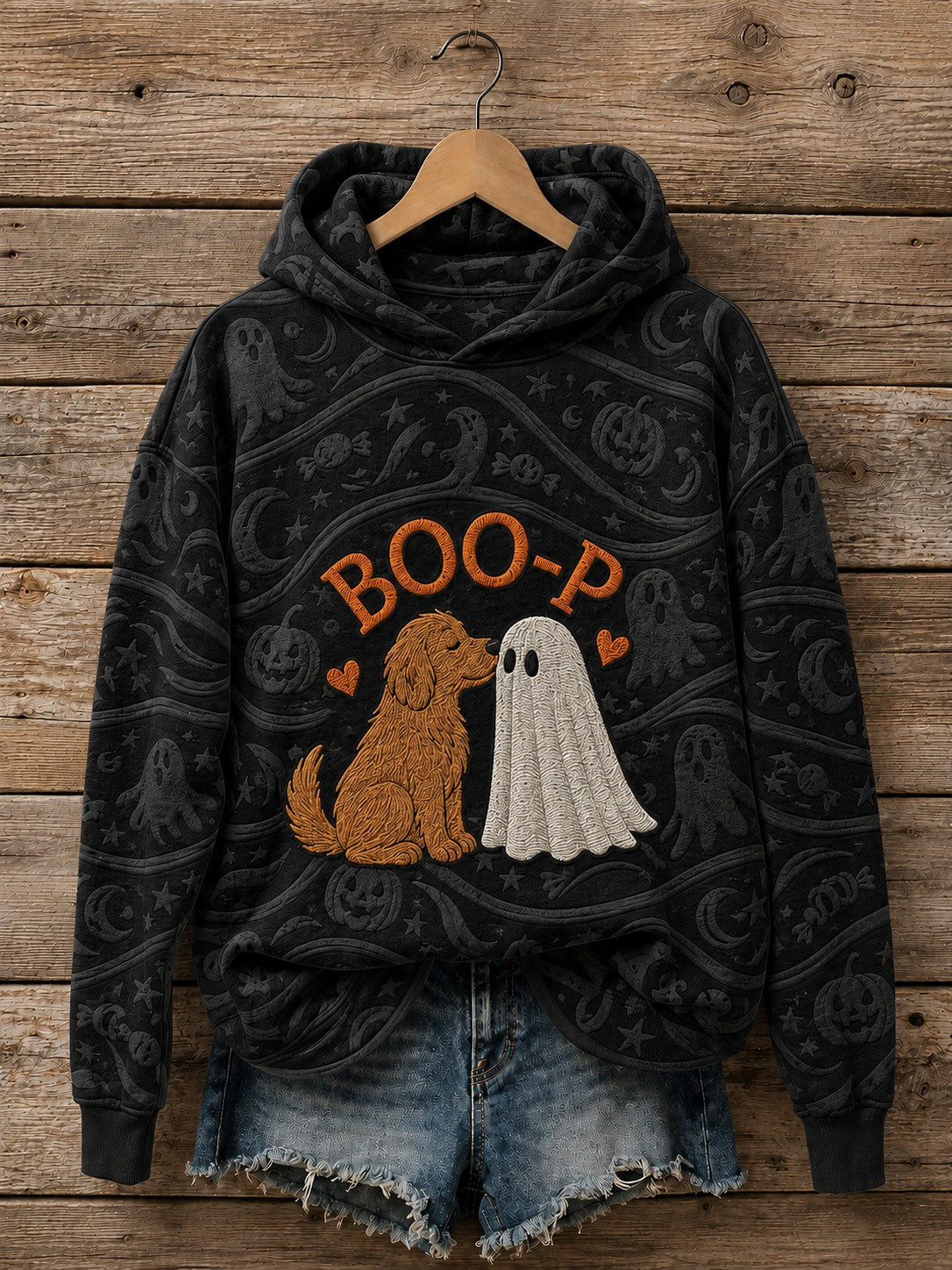 Halloween Merch Boop Dog Ghost Hoodie Spooky Season Gifts For Dog Lover - Flickden