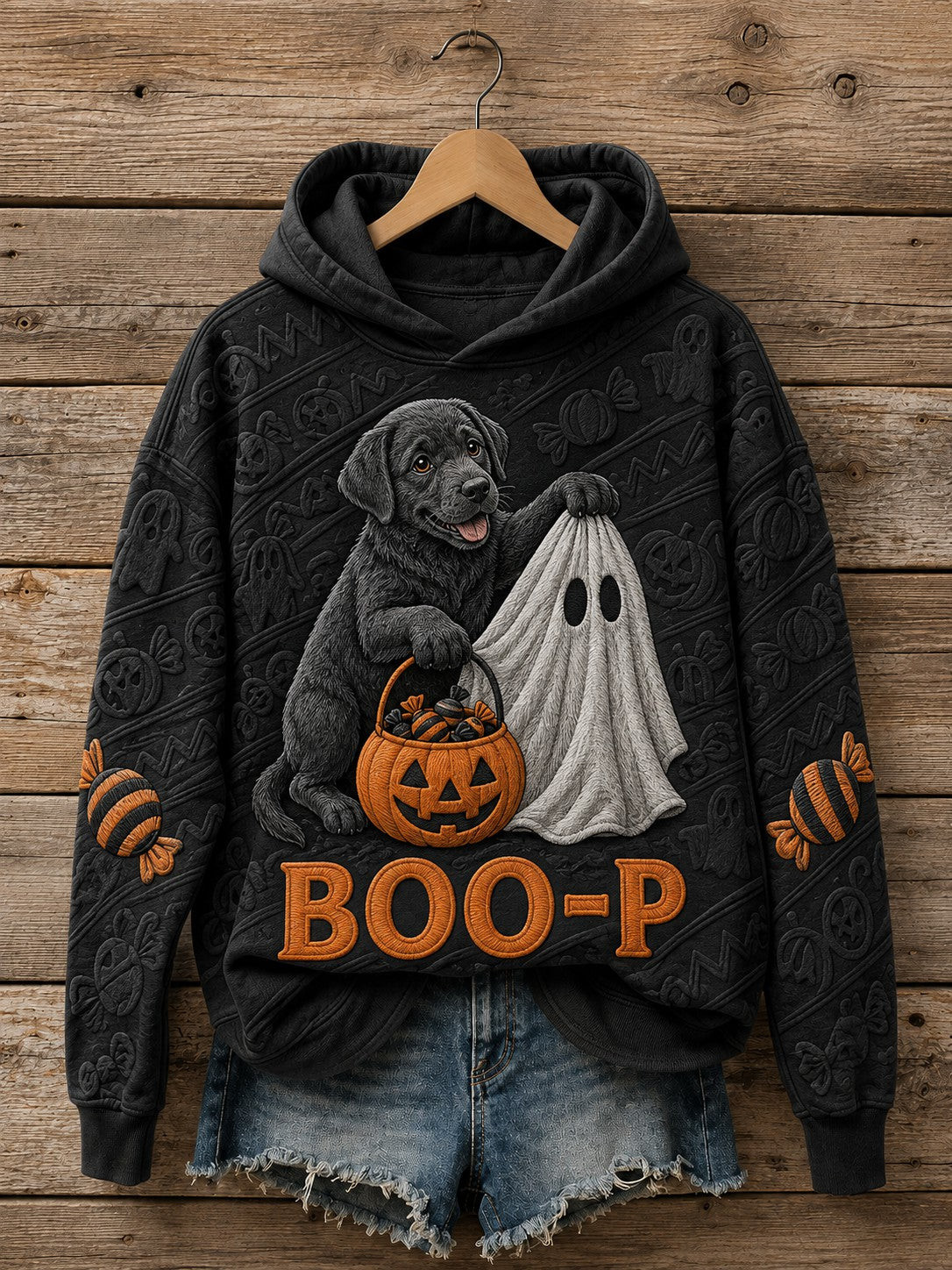 Halloween Merch Cute Boop Dog Ghost Hoodie Spooky Season Gifts For Dog Owners - Flickden