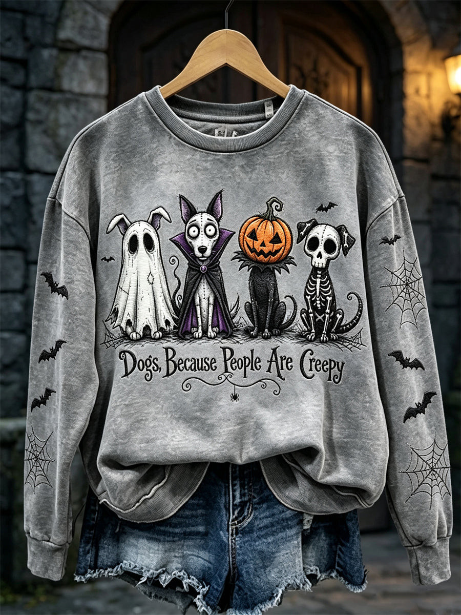 Halloween Merch Dogs Because People Are Creepy Sweatshirt Best Gifts For Dog Lovers - Flickden