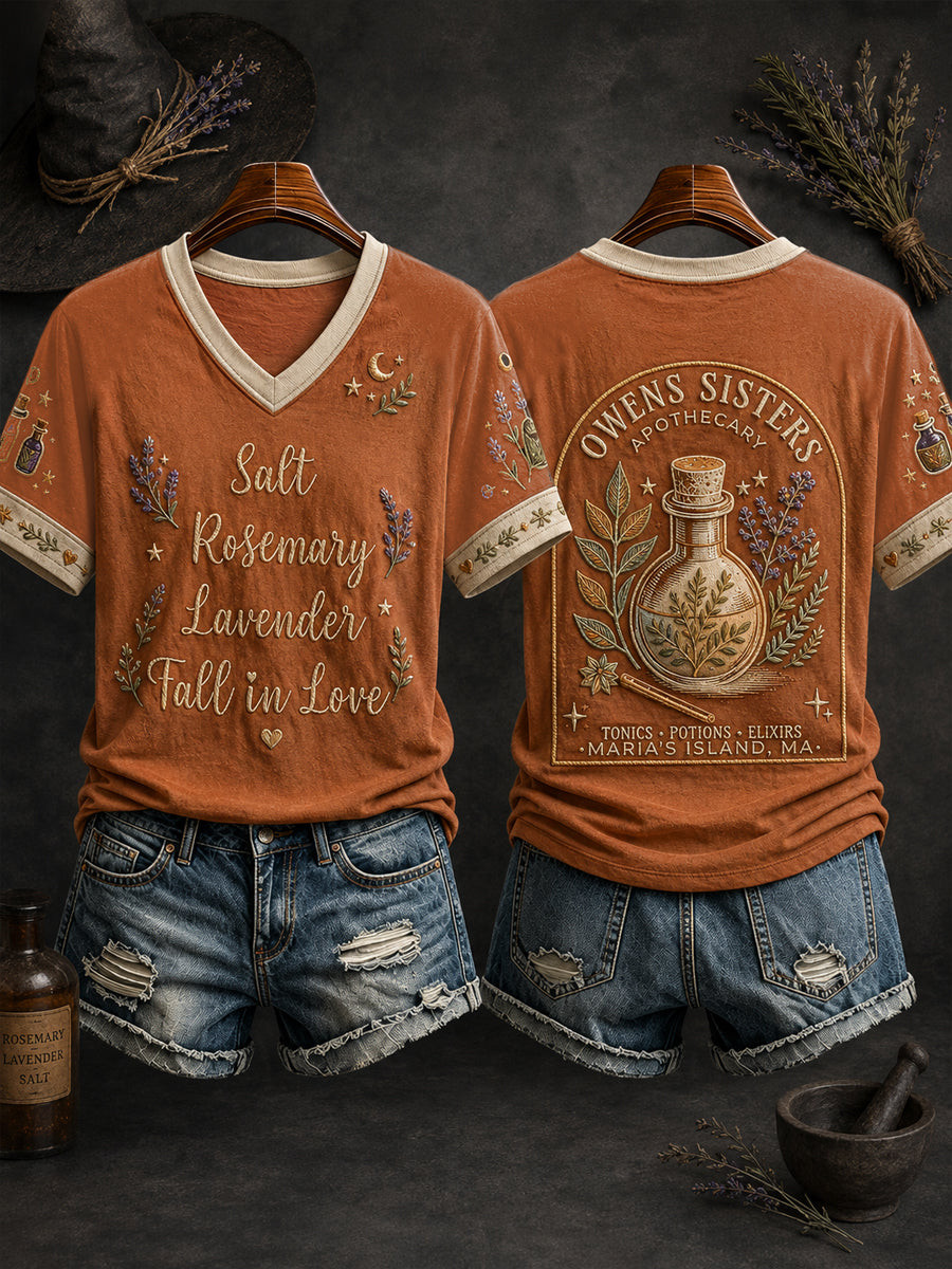 Owens Sisters Salt Rosemary Lavender Love V-Neck Shirt Halloween Apparel Gifts For Mom - Flickden