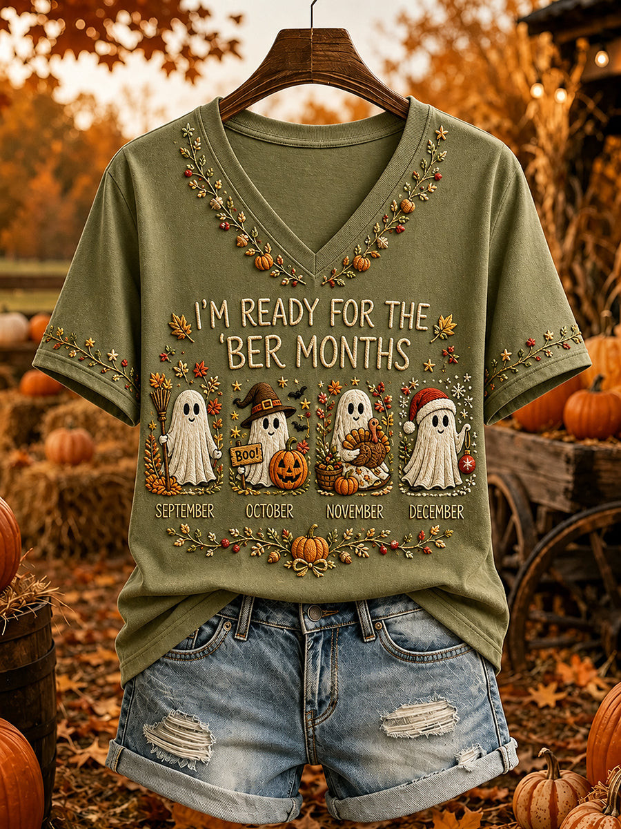 Vintage I'm Ready For The Ber Months V-Neck Shirt Cozy Season Outfit Gifts For Sister - Flickden