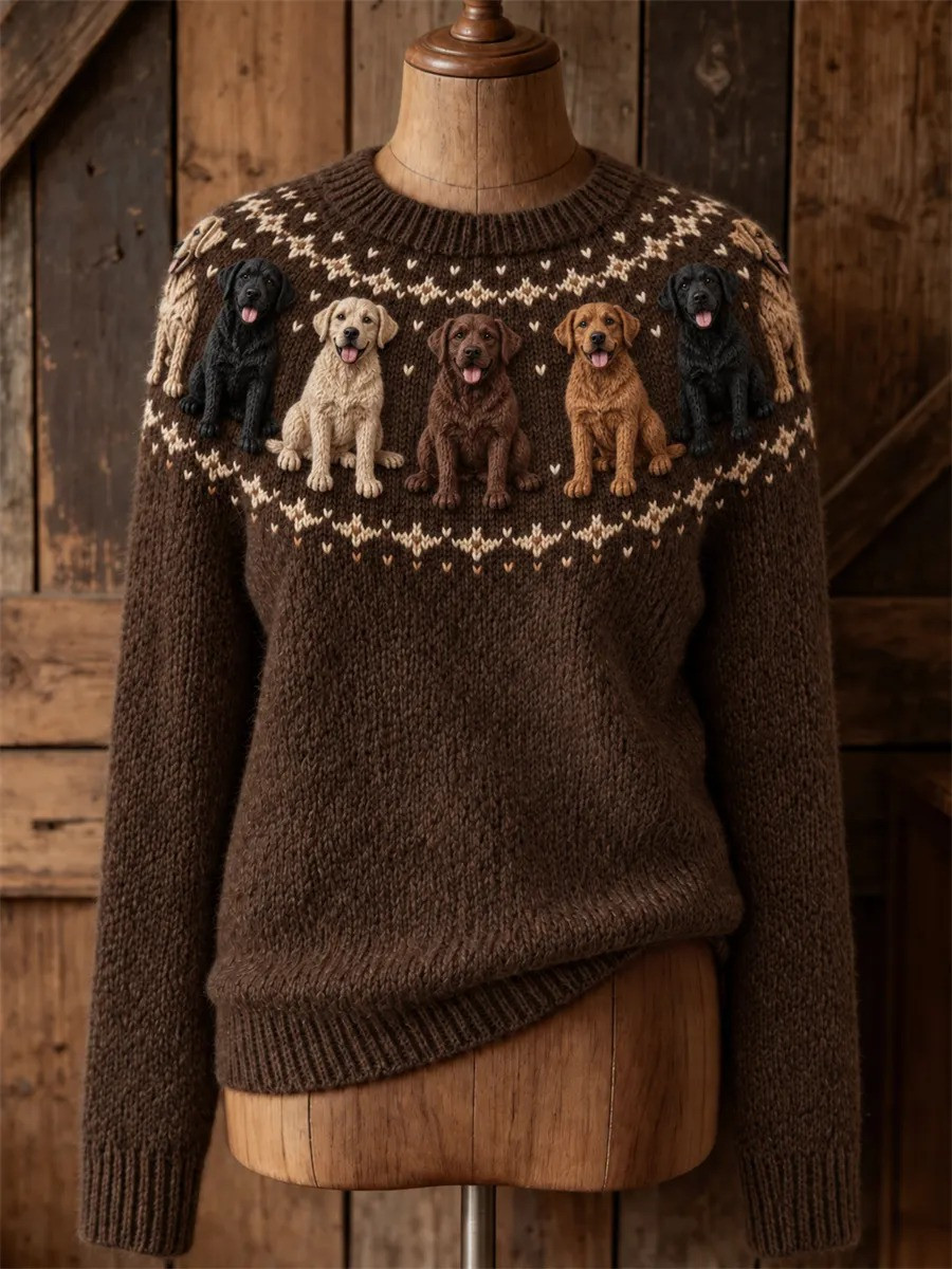Vintage Labrador Dogs Sweater Dog Lover Outfit Cozy Season Gifts For Labrador Lovers - Flickden