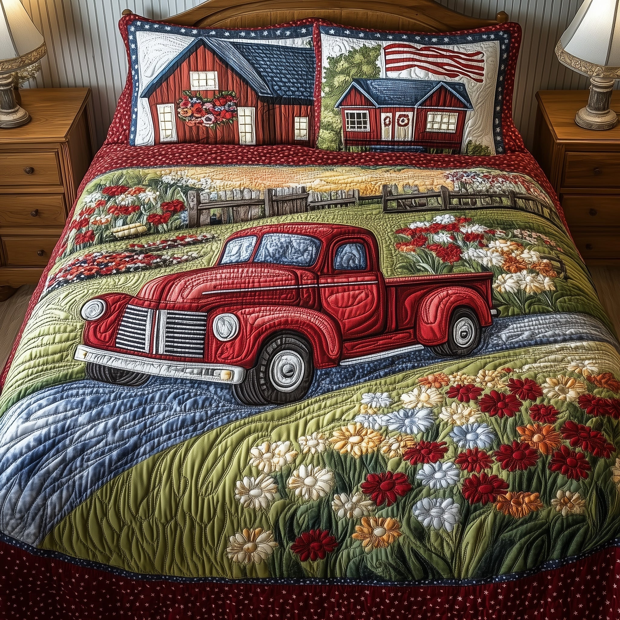 American Joyride Quilted Bedding Set Decor Ideas For Living Room Patriotic Presents - Flickden