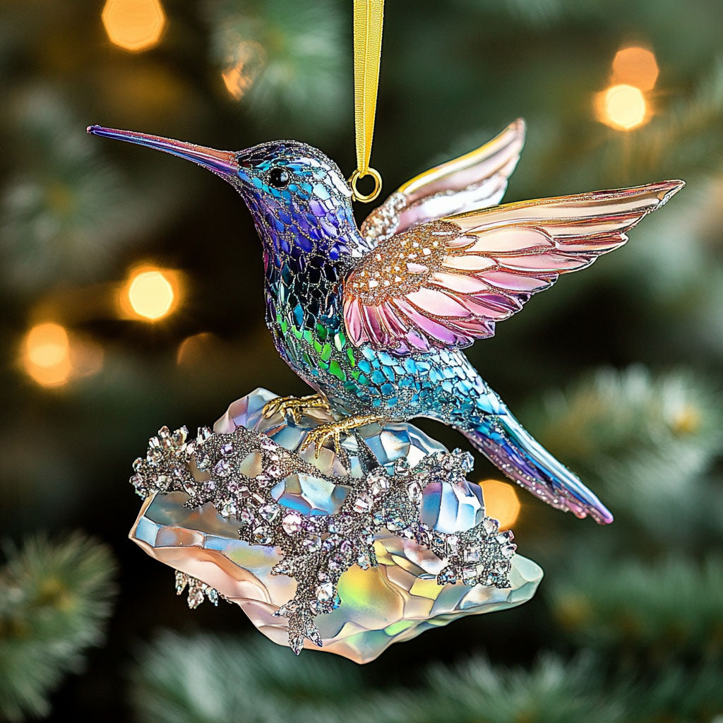 Azure Hummingbird Christmas Acrylic Ornament Holiday Tree Decor Friend Gift - Flickden