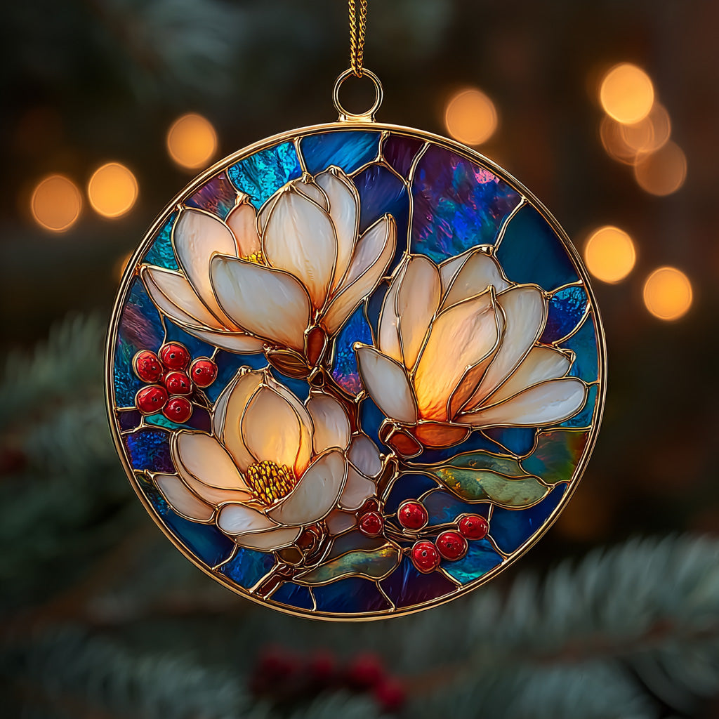 Bloom of Tranquility Acrylic Ornament Elegant Christmas Tree Decor Floral Lover Gift - Flickden