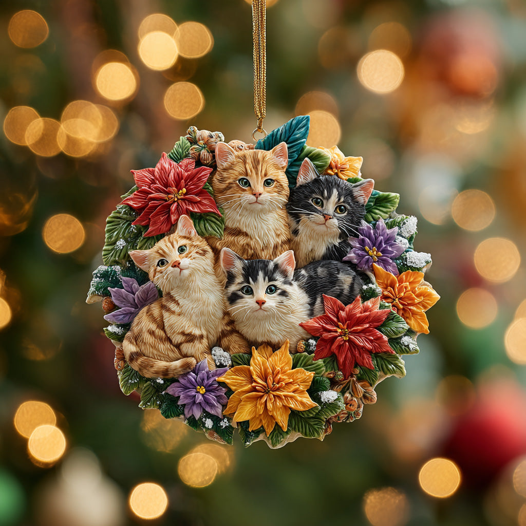 Blooming of Cats Ornament Cute Christmas Tree Decor Gift For Friend - Flickden