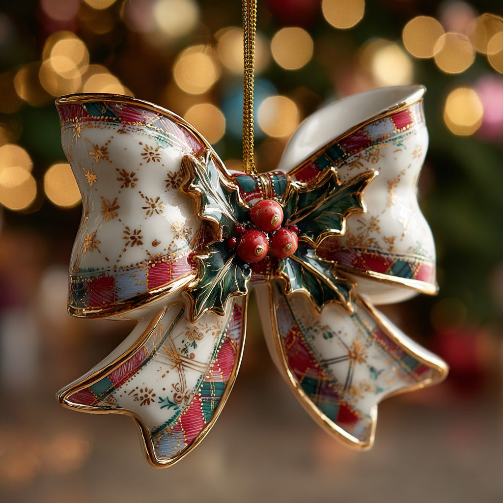 Blooming Winter Bow Ornament Cute Christmas Tree Decor Gift For Mom - Flickden