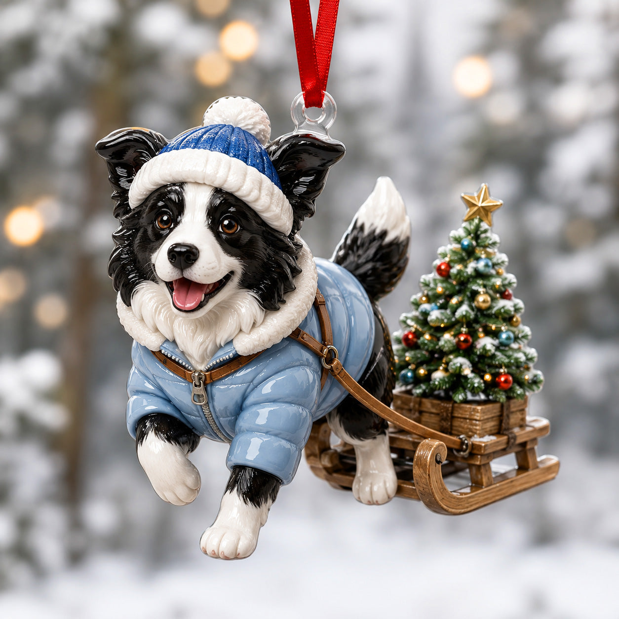 Border Collie Delivery Acrylic Ornament Christmas Tree Decoration Dog Lover Gift - Flickden