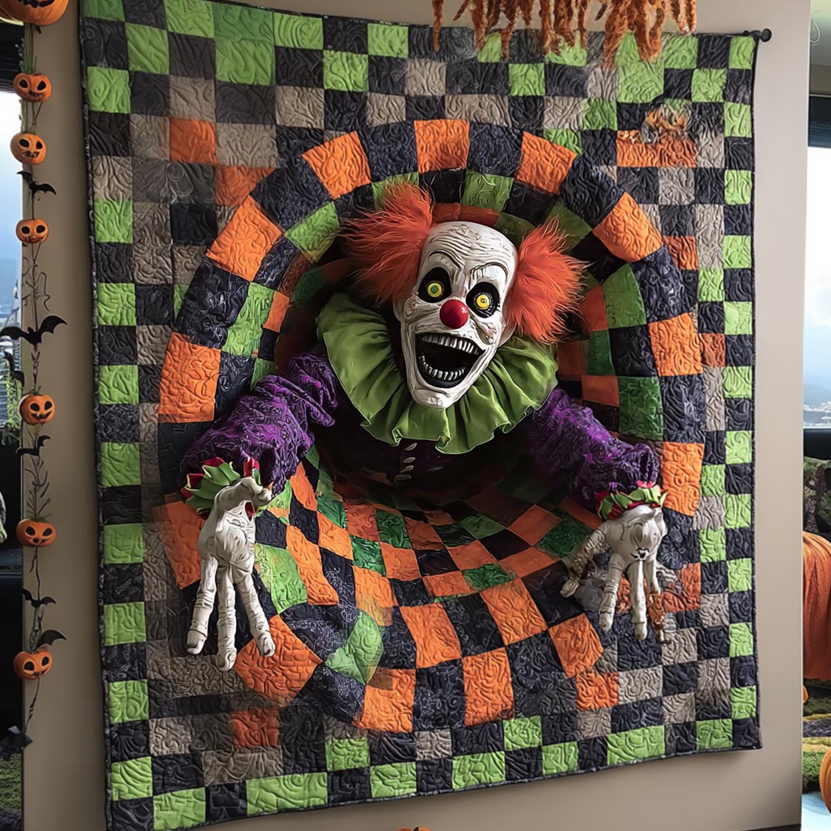 Carnival Night Quilted Blanket Halloween Room Decor Gift For Movie Night Lovers - Flickden