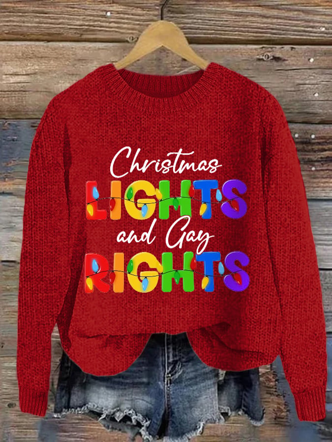 Christmas Lights Sweatshirt Retro Gay Christmas Outfit Xmas Gifts For Girlfriends - Flickden