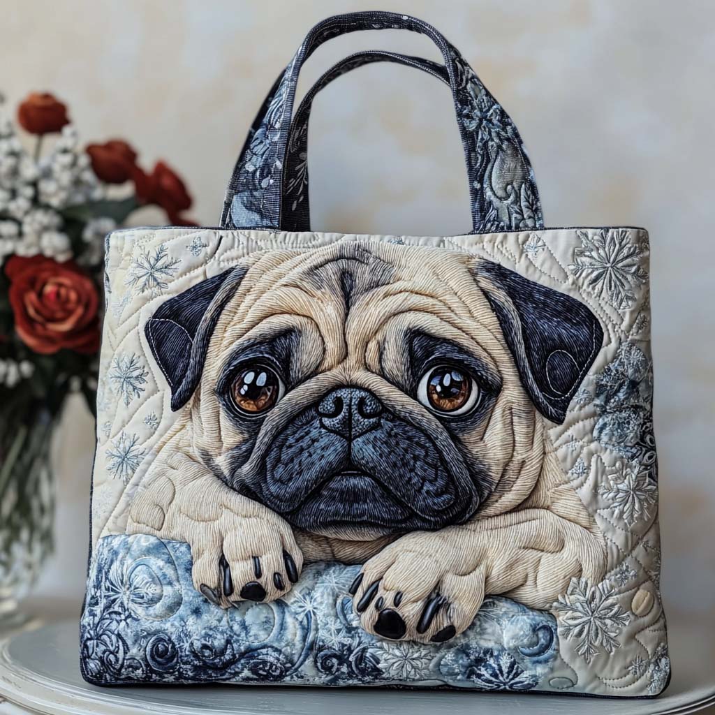 Christmas Merch Pug Charm Tote Bag Cute Christmas Bag Gift For Grandma - Flickden