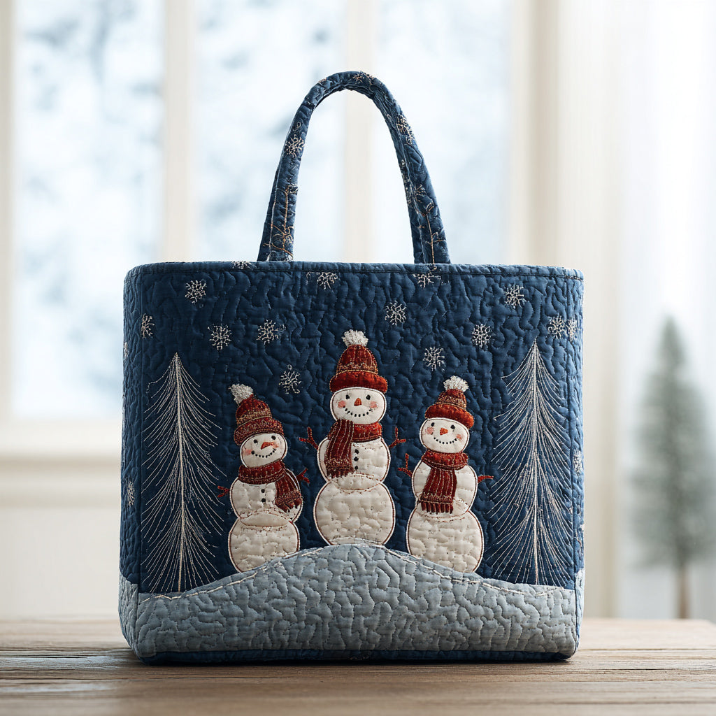 Christmas Merch Trio Snowman Tote Bag Christmas Handbag Gifts For Dog Lover - Flickden