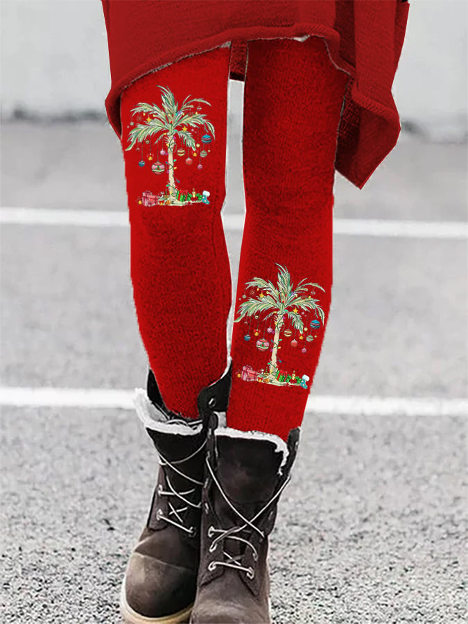 Christmas Palm Tree Legging Matching Christmas Outfits Xmas Gifts For Church Friends - Flickden