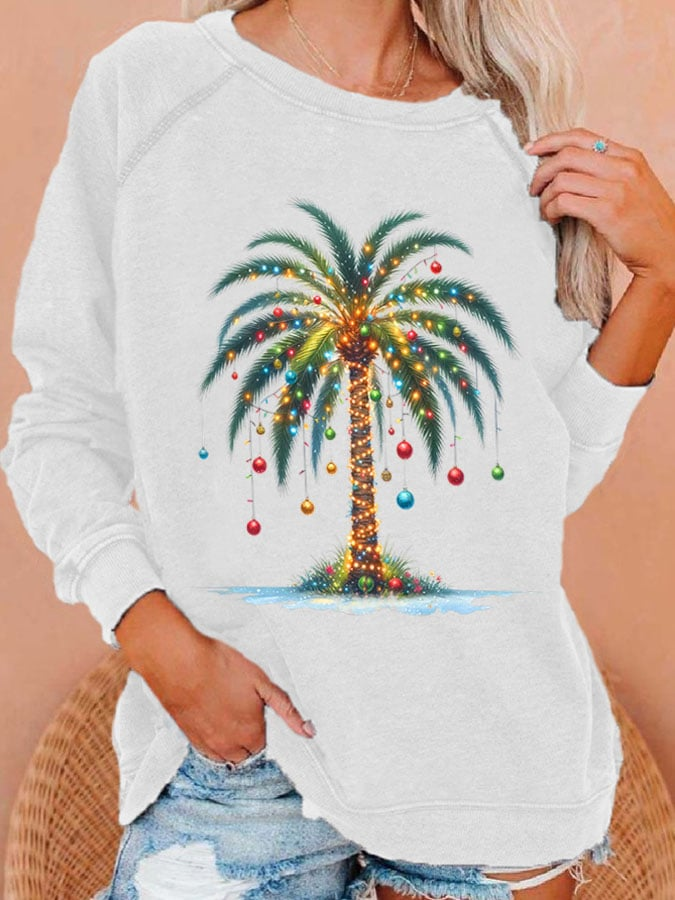 Christmas Palm Tree Sweatshirt Matching Christmas Outfits Gifts For Her - Flickden