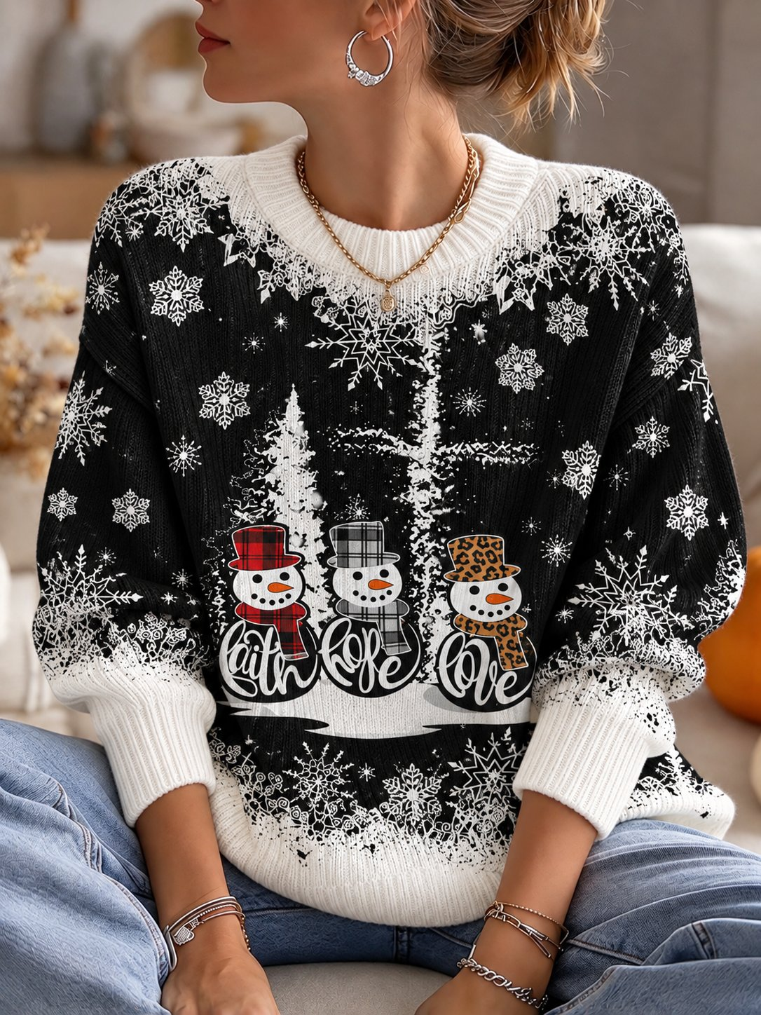 Christmas Snowman SweatShirt Christmas Outfit Patriot Fashion Gift Ideas - Flickden