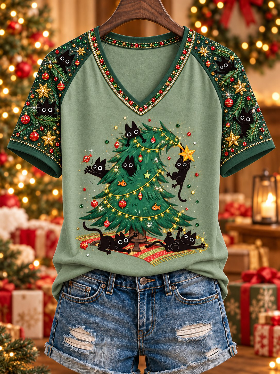 Christmas V-Neck Shirt Cozy Clothing Christmas Gifts For Wife And Girlfriend - Flickden