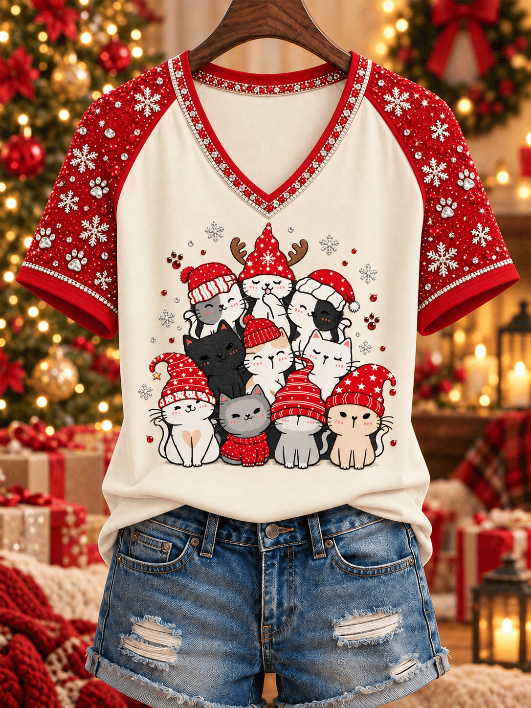 Christmas V-Neck Shirt Xmas Outfit Christmas Gifts For Teachers And Tutors - Flickden