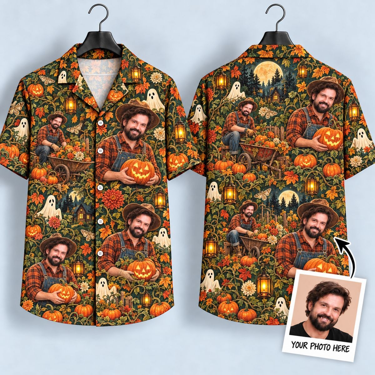 Custom Pumpkin Farmer Hawaiian Shirt Halloween Apparel Best Gift For Grandpa - Flickden