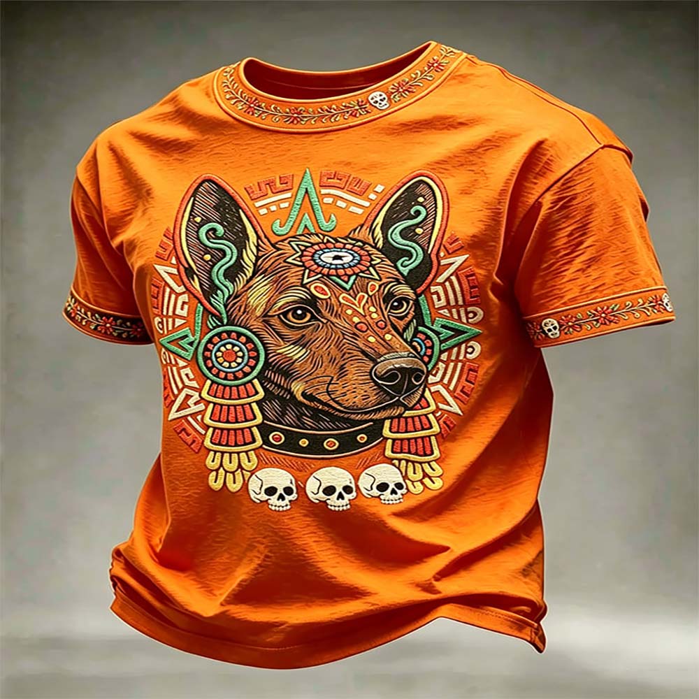 Day Of The Dead Merch Aztec Dog Head T-Shirt Day Of The Dead Mexican Holiday Gift For Son - Flickden