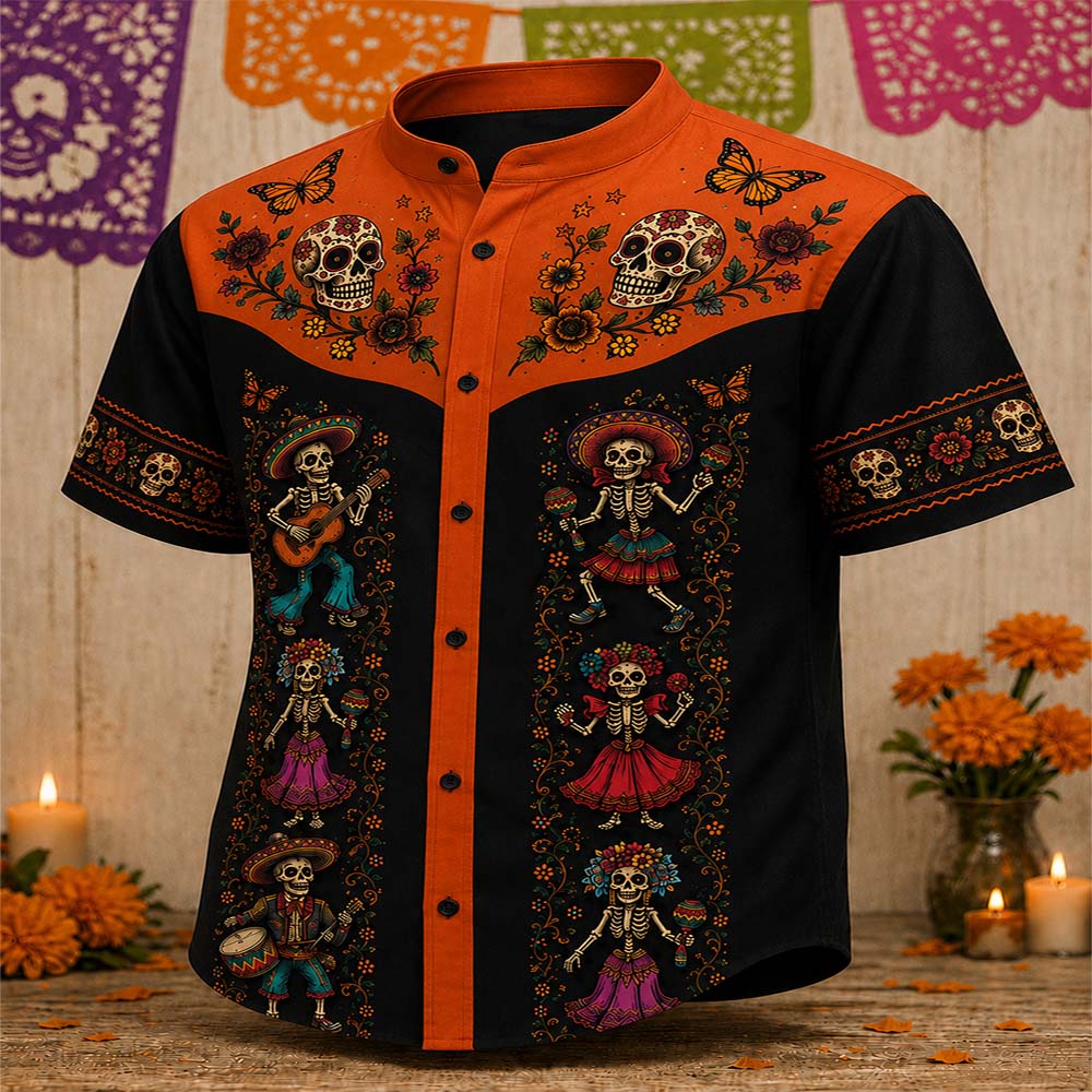 Day Of The Dead Merch Dancing Skeletons Shirt Mexican Festival Of The Dead Gift For Dad - Flickden