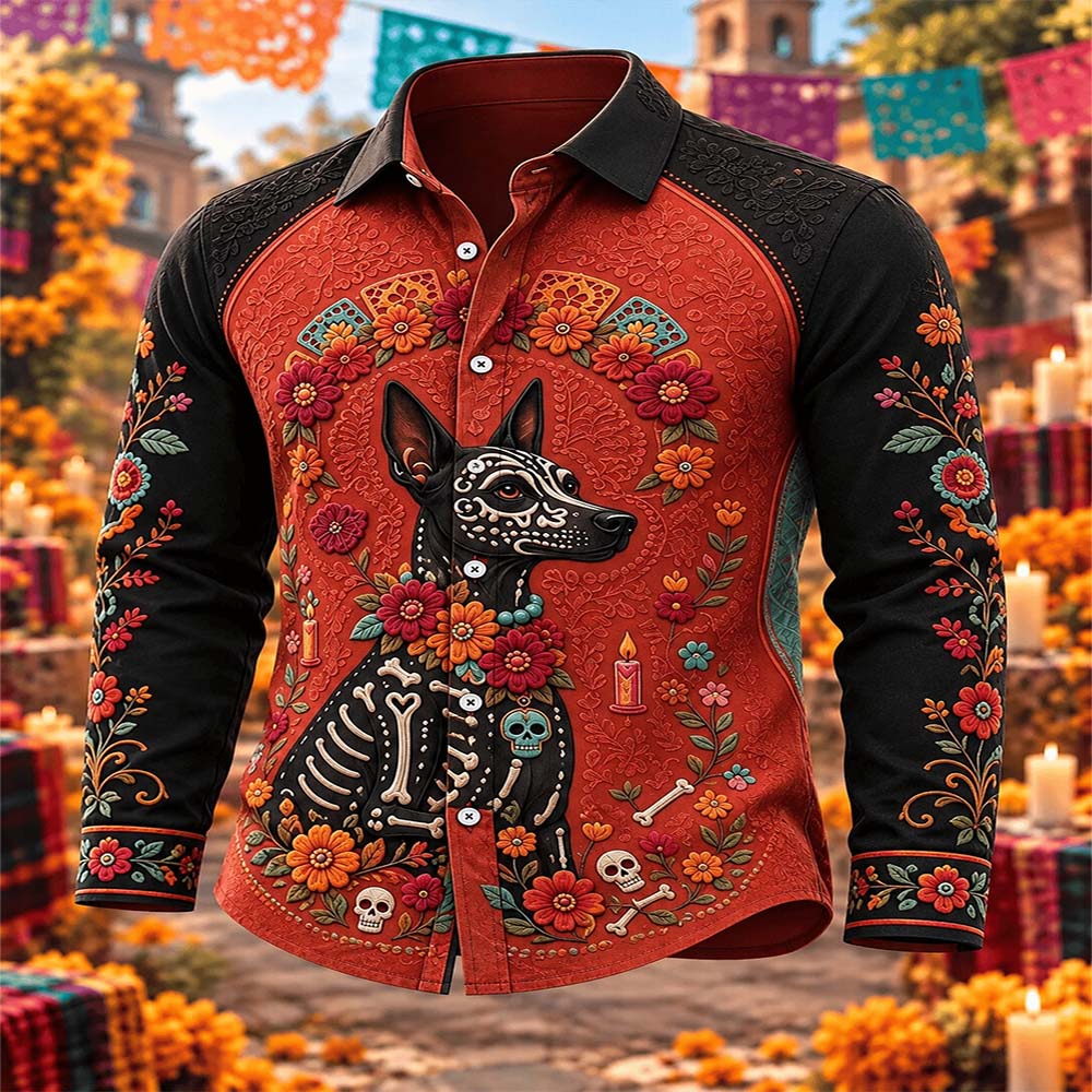 Day Of The Dead Merch Skeleton Dog Shirt Day Of The Dead Clothes Gift For Brother - Flickden