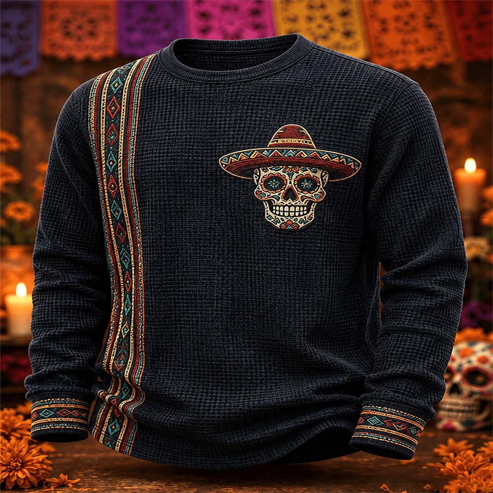 Day Of The Dead Merch Skull Pocket Long Sleeve Shirt Mexican Day Of The Dead Gift For Dad - Flickden
