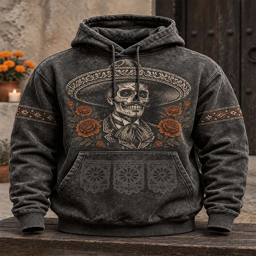 Day Of The Dead Merch Sombrero Skeleton Hoodie Mexican Day Of The Dead Skull Gift For Dad - Flickden