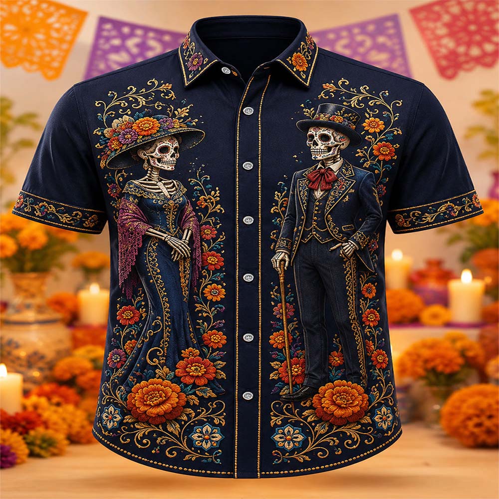 Day Of The Dead Merch Sombrero Skeletons Shirt Mexican Day Of The Dead Clothes Gift For Dad - Flickden
