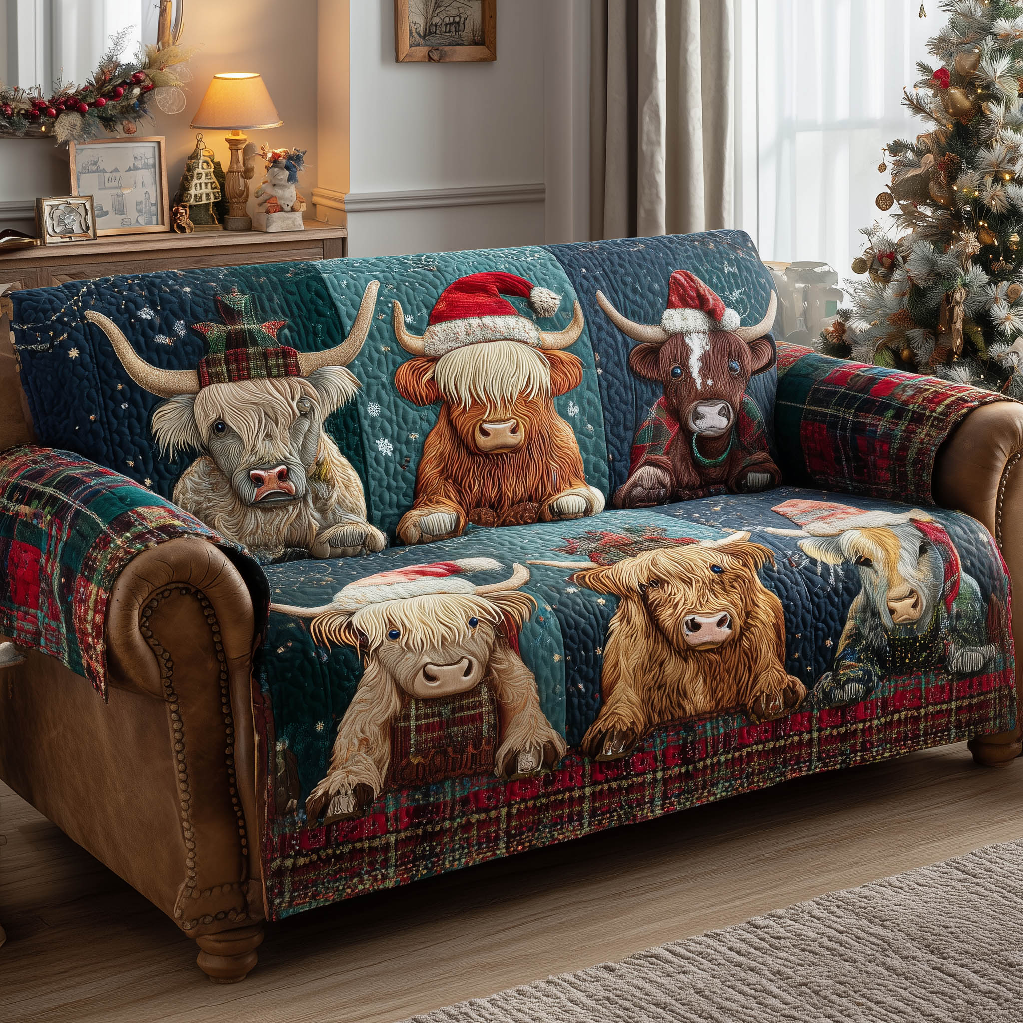 Farmstead Quilted Sofa Cover Living Room Decorations Christmas Presents For Mum - Flickden