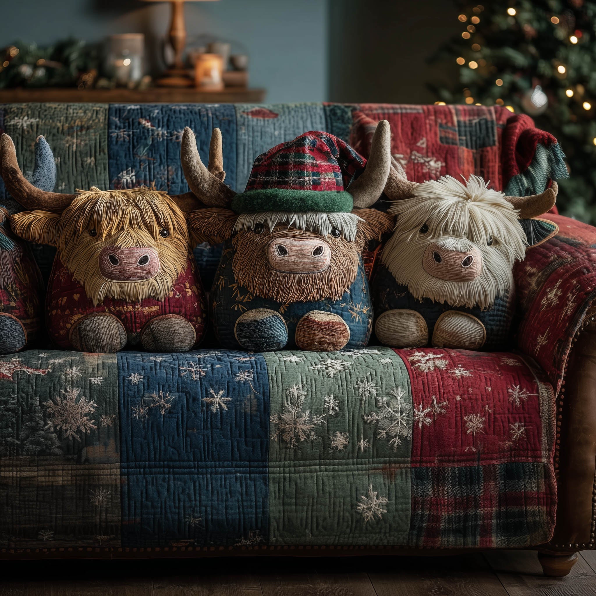 Farmstead Quilted Sofa Cover Xmas Decorations Christmas Gifts For Mum - Flickden