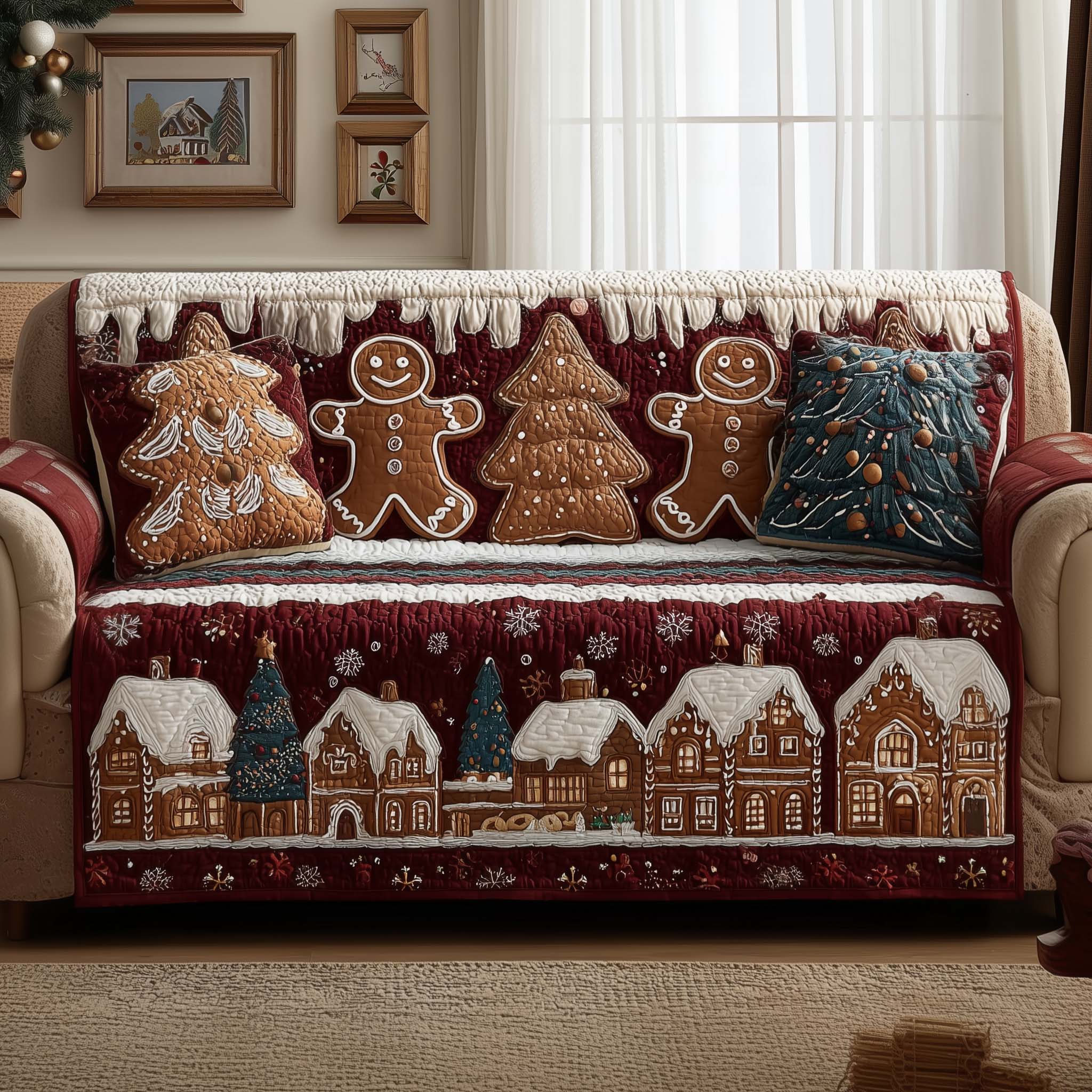 Festive Bake Quilted Sofa Cover Christmas Sofa Decor Best Holiday Gifts 2026 - Flickden