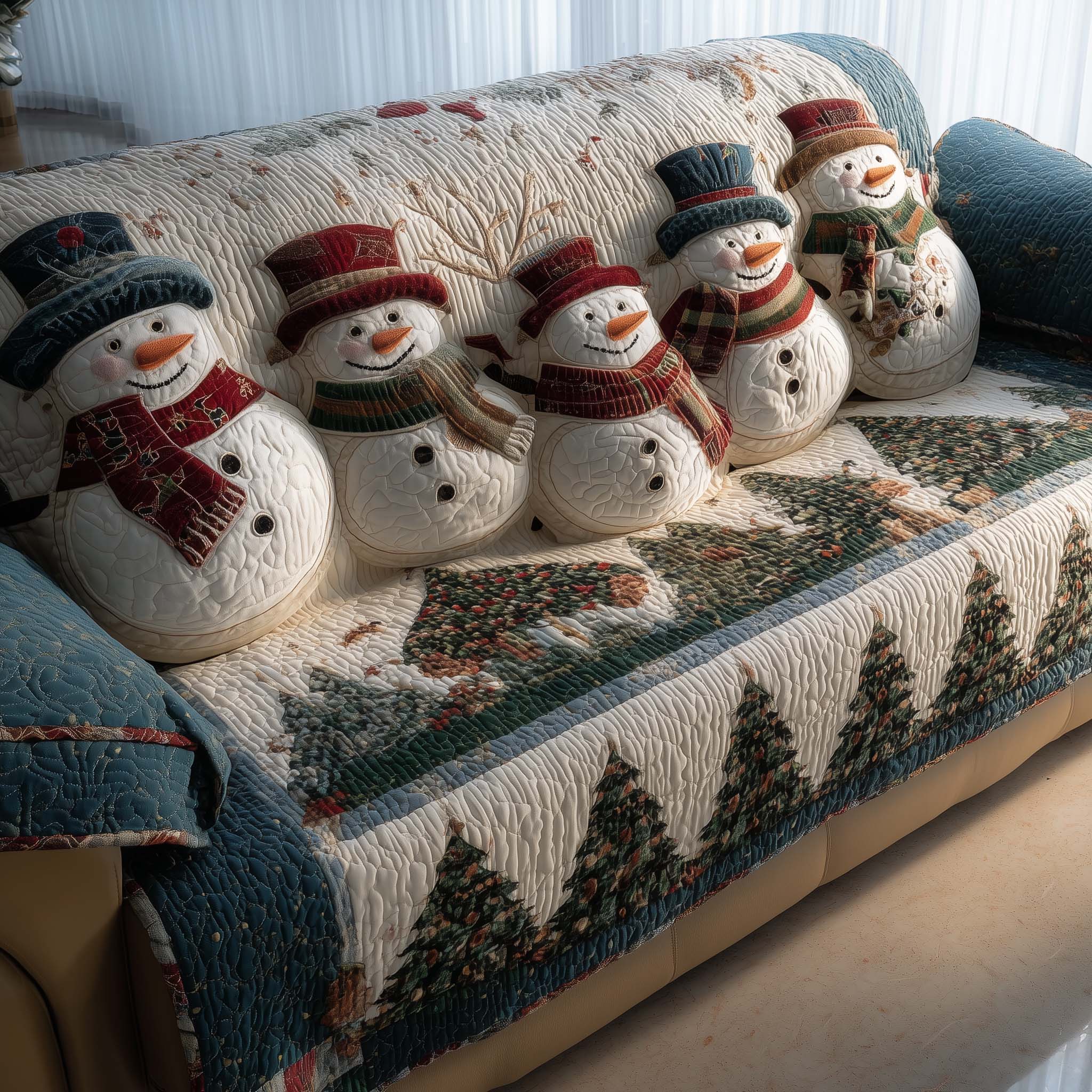 Festive Joy Quilted Sofa Cover Xmas Good Decoration Christmas Presents For Men - Flickden