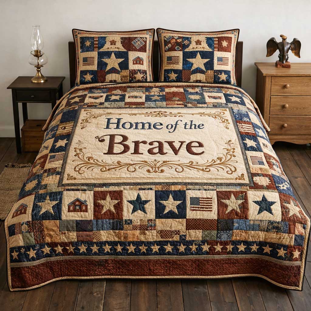 Freedom Pride Quilted Bedding Set Fourth Of July Room Decor Independence Day Gift - Flickden