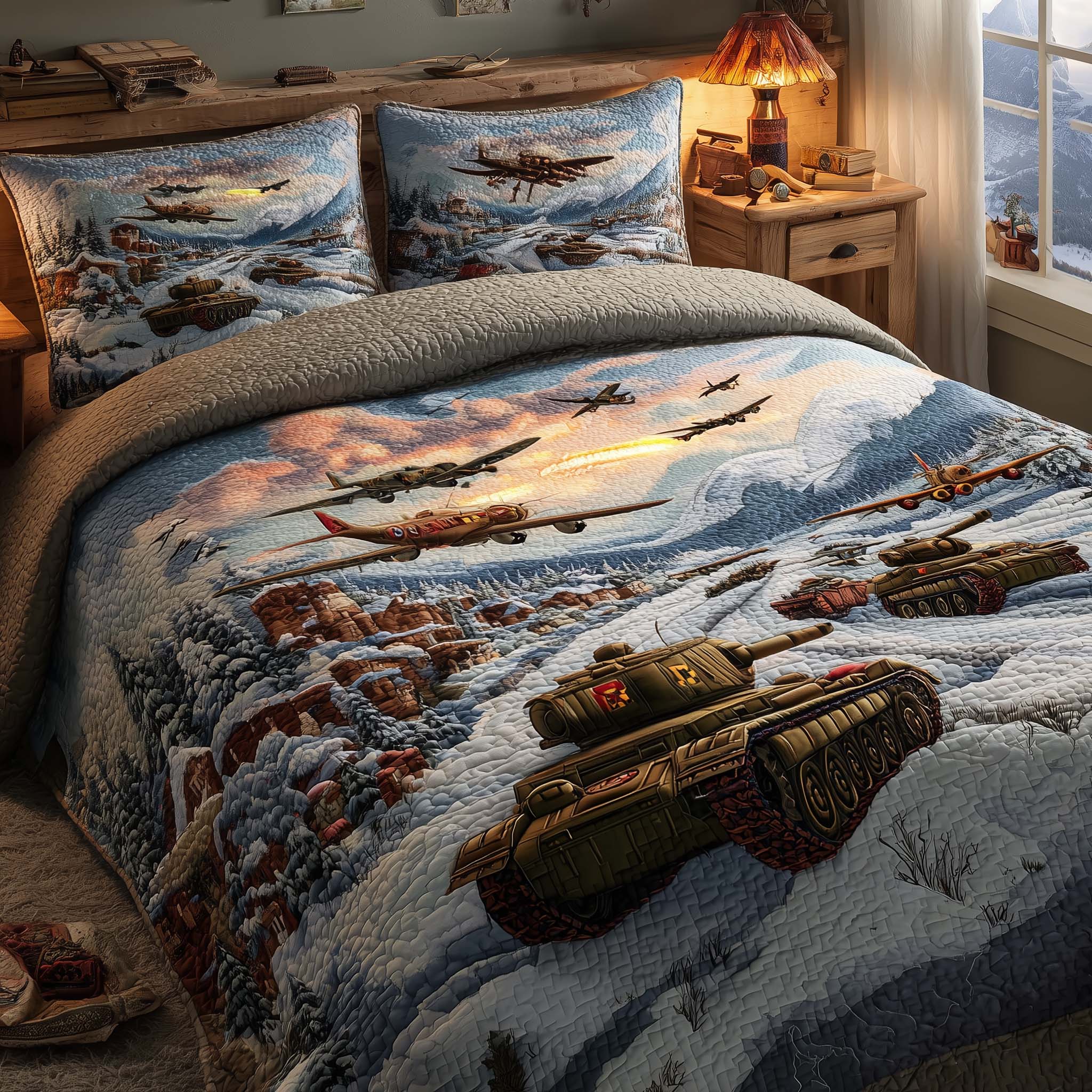 Frozen Frontline Quilted Bedding Set Living Room Decor Gift For Veterans - Flickden