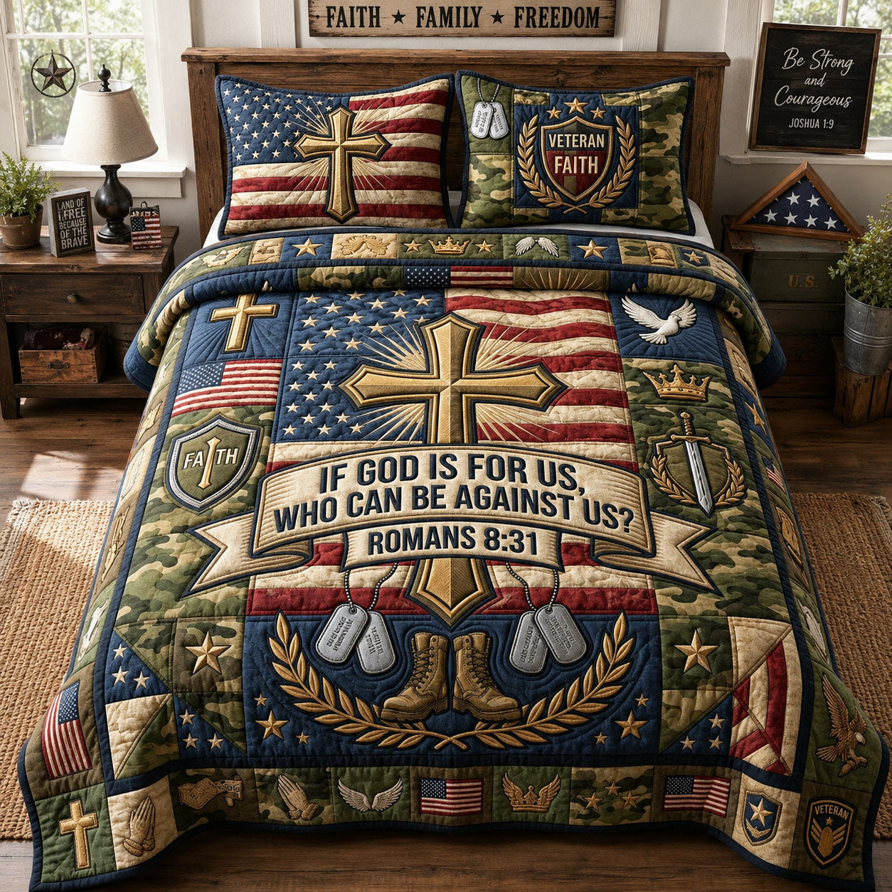 God Is For Us Quilted Bedding Set Decor Ideas For Living Room Patriotic Gift Ideas - Flickden