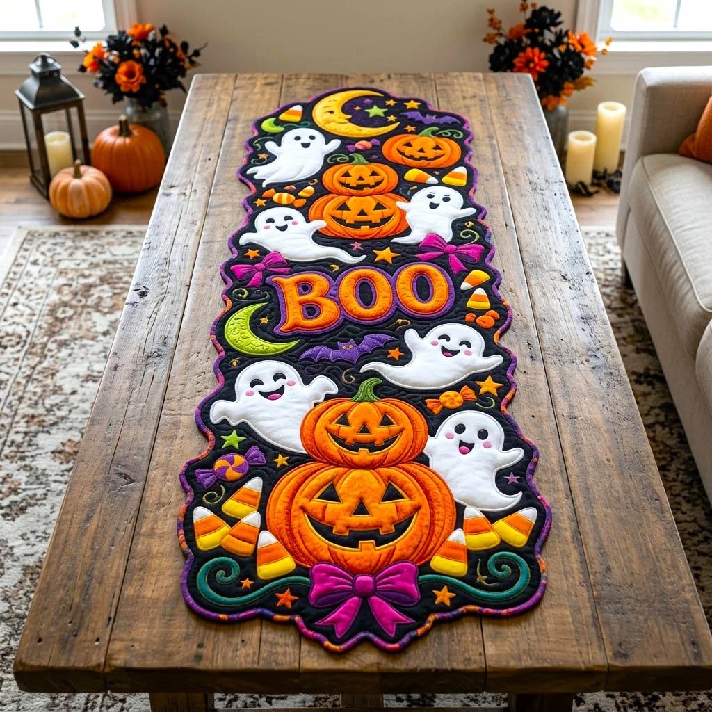 Haunted Halloween Quilted Table Runner Halloween Decor Ideas For Halloween - Flickden