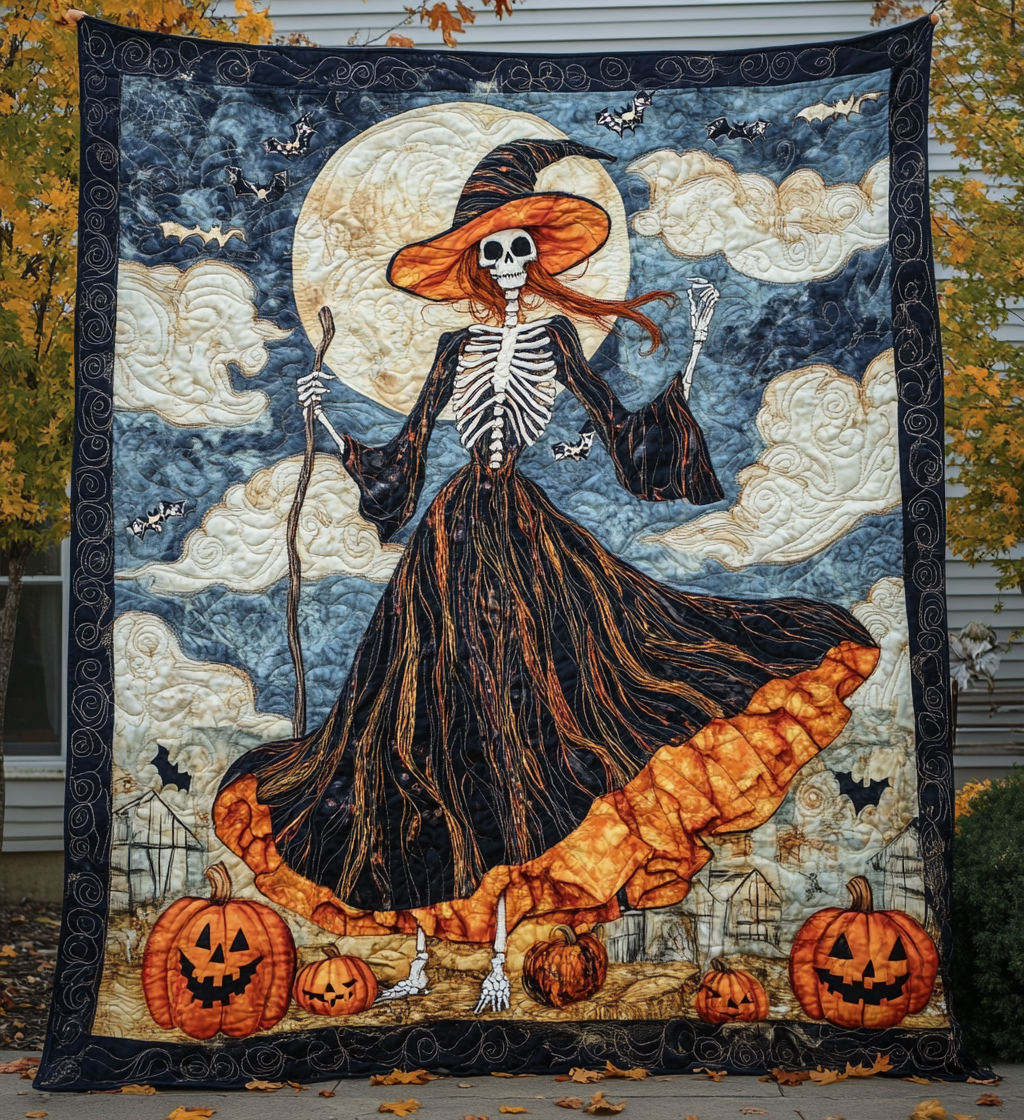 Haunted Harvest Quilted Blanket Witchy Home Decor Gift For Grandmas - Flickden