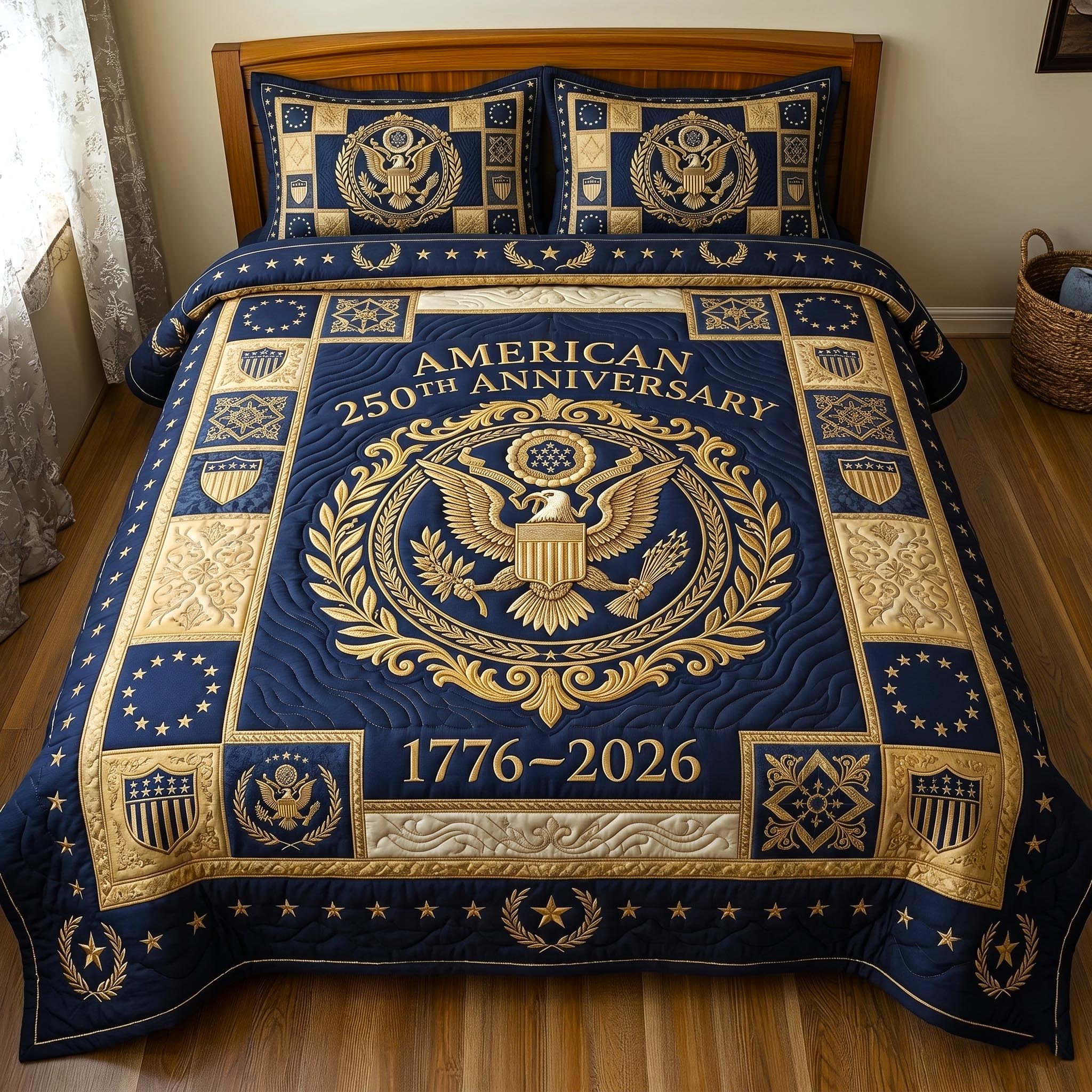 Heritage Patch Quilted Bedding Set Room Decor Ideas Patriotic Gift Ideas - Flickden