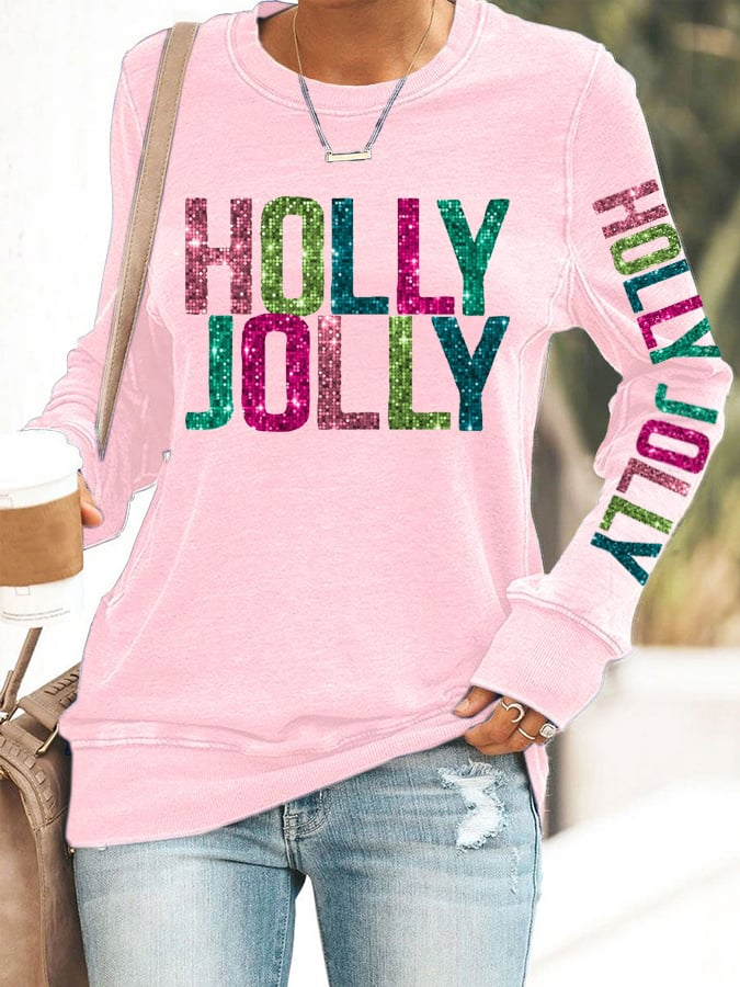 Holly Jolly Christmas Sweatshirt Christmas Clothing Xmas Presents For Seasonal Outfit Lovers - Flickden