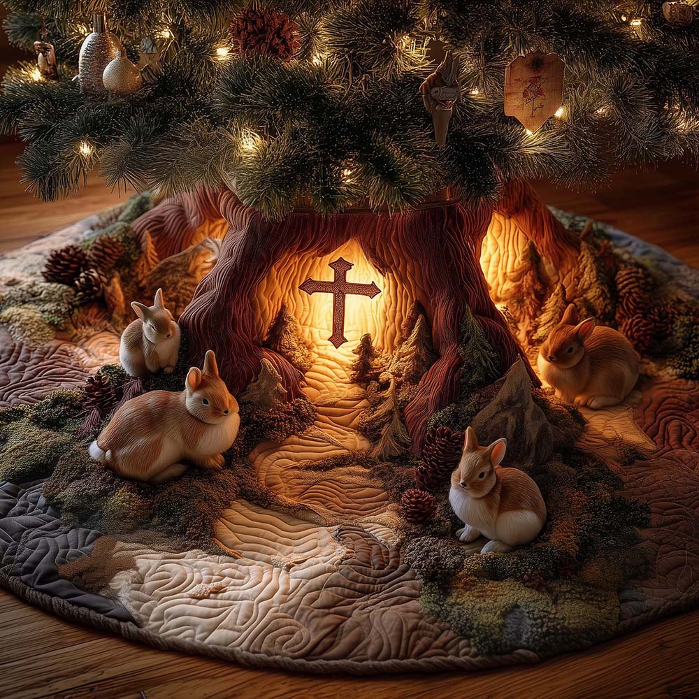 Holy Cross Quilted Holiday Tree Skirt Christmas Decor Gift Ideas For Her - Flickden